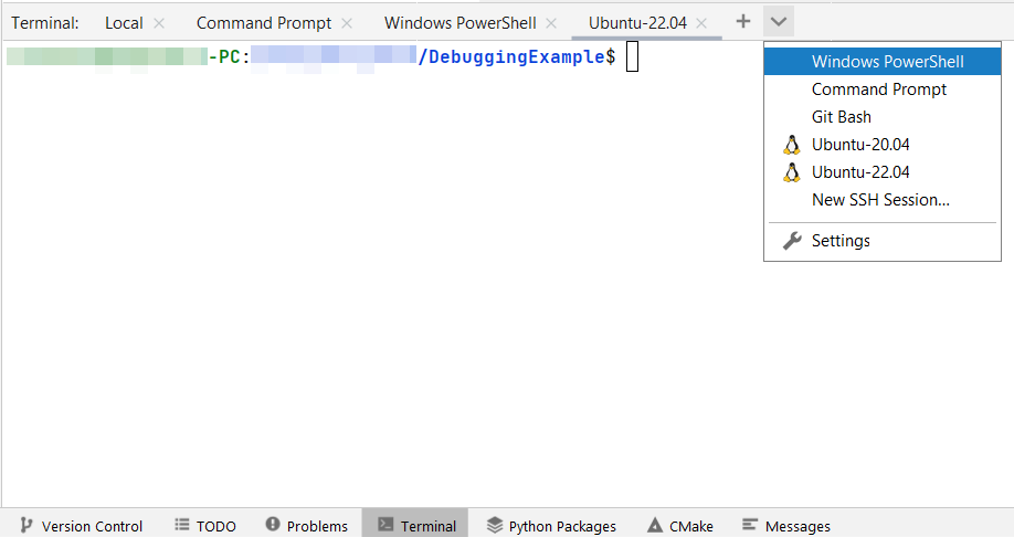 Opening terminal in CLion alt. way